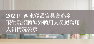 2023广西来宾武宣县金鸡乡卫生院招聘编外聘用人员拟聘用人员情况公示