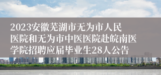 2023安徽芜湖市无为市人民医院和无为市中医医院赴皖南医学院招聘应届毕业生28人公告