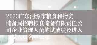 2023广东河源市粮食和物资储备局招聘粮食储备有限责任公司企业管理人员笔试成绩及进入面试人员名单公示