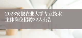 2023安徽农业大学专业技术主体岗位招聘22人公告