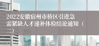 2022安徽宿州市桥区引进急需紧缺人才递补体检结论通知（二）