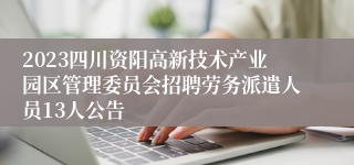 2023四川资阳高新技术产业园区管理委员会招聘劳务派遣人员13人公告