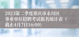 2023第二季度重庆市永川区事业单位招聘考试报名统计表（截止4月7日16:00）