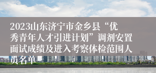 2023山东济宁市金乡县“优秀青年人才引进计划”调剂安置面试成绩及进入考察体检范围人员名单