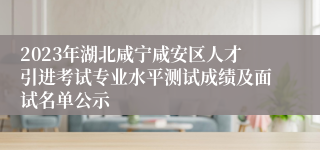 2023年湖北咸宁咸安区人才引进考试专业水平测试成绩及面试名单公示