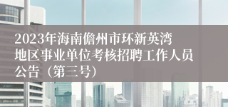 2023年海南儋州市环新英湾地区事业单位考核招聘工作人员公告（第三号）