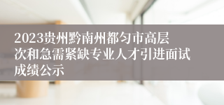 2023贵州黔南州都匀市高层次和急需紧缺专业人才引进面试成绩公示