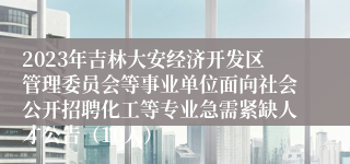 2023年吉林大安经济开发区管理委员会等事业单位面向社会公开招聘化工等专业急需紧缺人才公告（10人）