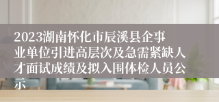 2023湖南怀化市辰溪县企事业单位引进高层次及急需紧缺人才面试成绩及拟入围体检人员公示