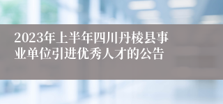 2023年上半年四川丹棱县事业单位引进优秀人才的公告