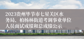 2023贵州毕节市七星关区水务局、柏杨林街道考调事业单位人员面试成绩和总成绩公示