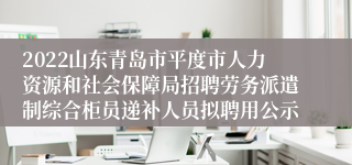 2022山东青岛市平度市人力资源和社会保障局招聘劳务派遣制综合柜员递补人员拟聘用公示