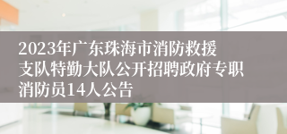 2023年广东珠海市消防救援支队特勤大队公开招聘政府专职消防员14人公告