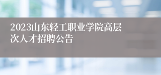 2023山东轻工职业学院高层次人才招聘公告