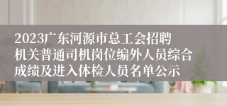 2023广东河源市总工会招聘机关普通司机岗位编外人员综合成绩及进入体检人员名单公示