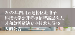 2023年四川五通桥区赴电子科技大学公开考核招聘高层次人才和急需紧缺专业技术人员48人的公告