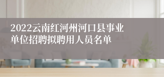 2022云南红河州河口县事业单位招聘拟聘用人员名单