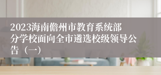 2023海南儋州市教育系统部分学校面向全市遴选校级领导公告（一）