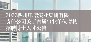 2023四川电信实业集团有限责任公司关于直属事业单位考核招聘博士人才公告