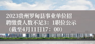 2023贵州罗甸县事业单位招聘缴费人数不足3：1职位公示（截至4月11日17：00）