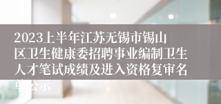 2023上半年江苏无锡市锡山区卫生健康委招聘事业编制卫生人才笔试成绩及进入资格复审名单公示