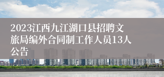 2023江西九江湖口县招聘文旅局编外合同制工作人员13人公告