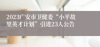 2023广安市卫健委“小平故里英才计划”引进23人公告