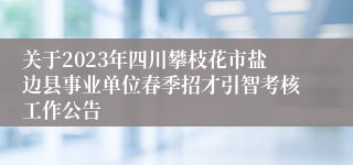 关于2023年四川攀枝花市盐边县事业单位春季招才引智考核工作公告