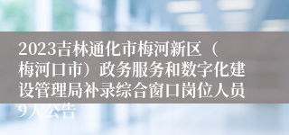 2023吉林通化市梅河新区（梅河口市）政务服务和数字化建设管理局补录综合窗口岗位人员9人公告