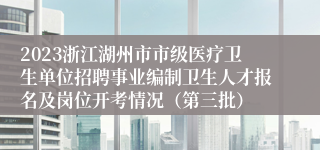 2023浙江湖州市市级医疗卫生单位招聘事业编制卫生人才报名及岗位开考情况（第三批）