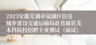 2023安徽芜湖市镜湖区住房城乡建设交通运输局赴省属驻芜本科院校招聘专业测试（面试）成绩公告