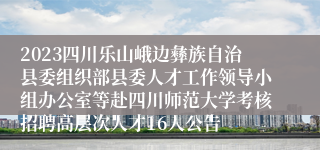 2023四川乐山峨边彝族自治县委组织部县委人才工作领导小组办公室等赴四川师范大学考核招聘高层次人才16人公告