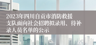 2023年四川自贡市消防救援支队面向社会招聘拟录用、待补录人员名单的公示