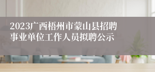 2023广西梧州市蒙山县招聘事业单位工作人员拟聘公示