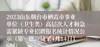 2023山东烟台市栖霞市事业单位（卫生类）高层次人才和急需紧缺专业招聘报名统计情况公示（第一批，截至4月14日16时）