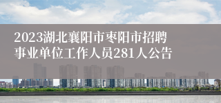 2023湖北襄阳市枣阳市招聘事业单位工作人员281人公告