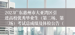 2023广东惠州市大亚湾区引进高校优秀毕业生（第二场、第三场）考试总成绩及体检公告（湖南师范大学考场）