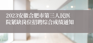 2023安徽合肥市第三人民医院紧缺岗位招聘综合成绩通知