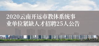 2020云南开远市教体系统事业单位紧缺人才招聘25人公告