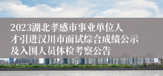 2023湖北孝感市事业单位人才引进汉川市面试综合成绩公示及入围人员体检考察公告