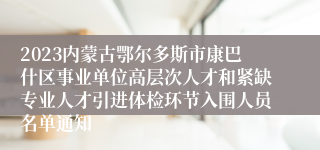 2023内蒙古鄂尔多斯市康巴什区事业单位高层次人才和紧缺专业人才引进体检环节入围人员名单通知