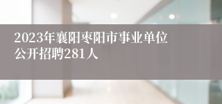 2023年襄阳枣阳市事业单位公开招聘281人