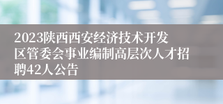 2023陕西西安经济技术开发区管委会事业编制高层次人才招聘42人公告