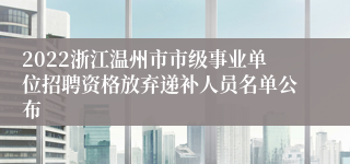 2022浙江温州市市级事业单位招聘资格放弃递补人员名单公布