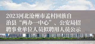 2023河北沧州市孟村回族自治县“两办一中心”、公安局招聘事业单位人员拟聘用人员公示