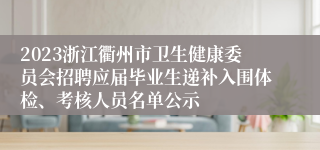 2023浙江衢州市卫生健康委员会招聘应届毕业生递补入围体检、考核人员名单公示