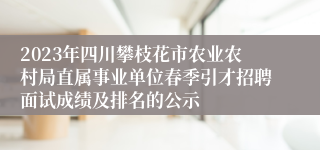 2023年四川攀枝花市农业农村局直属事业单位春季引才招聘面试成绩及排名的公示