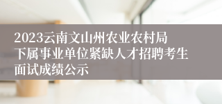 2023云南文山州农业农村局下属事业单位紧缺人才招聘考生面试成绩公示