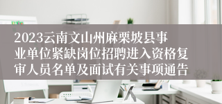 2023云南文山州麻栗坡县事业单位紧缺岗位招聘进入资格复审人员名单及面试有关事项通告