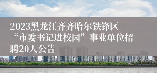 2023黑龙江齐齐哈尔铁锋区“市委书记进校园”事业单位招聘20人公告